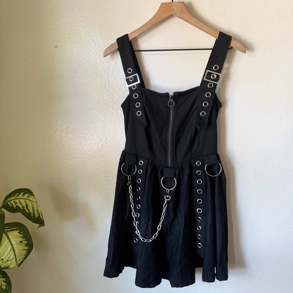 Hot Topic | Social Collision Black Grommet Buckle Dress